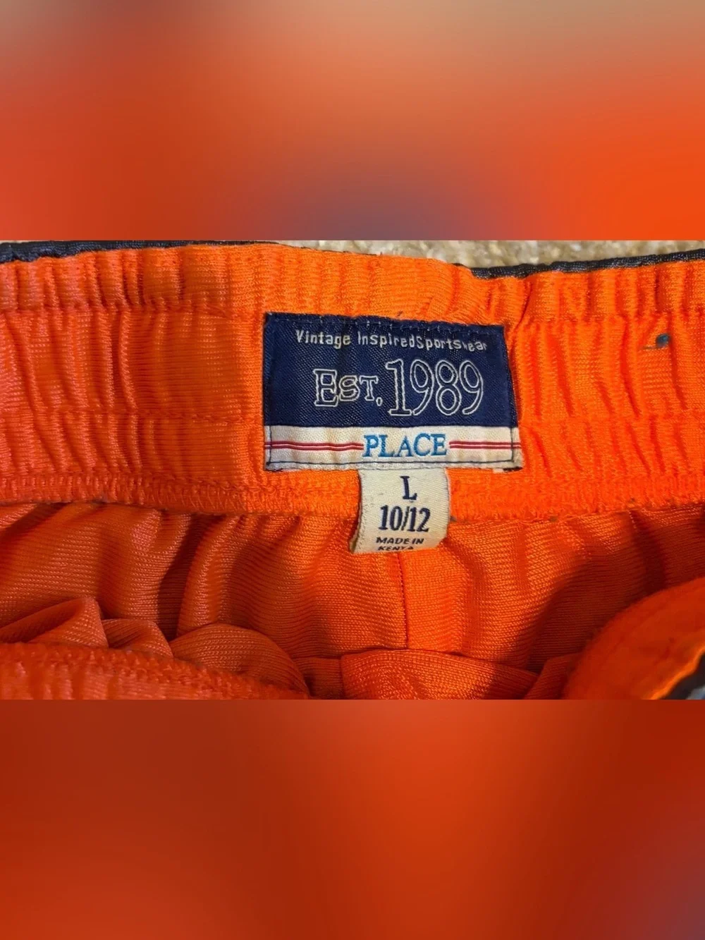 Athletic Basketball Shorts Orange Trim, Boys Size Large (10/12)